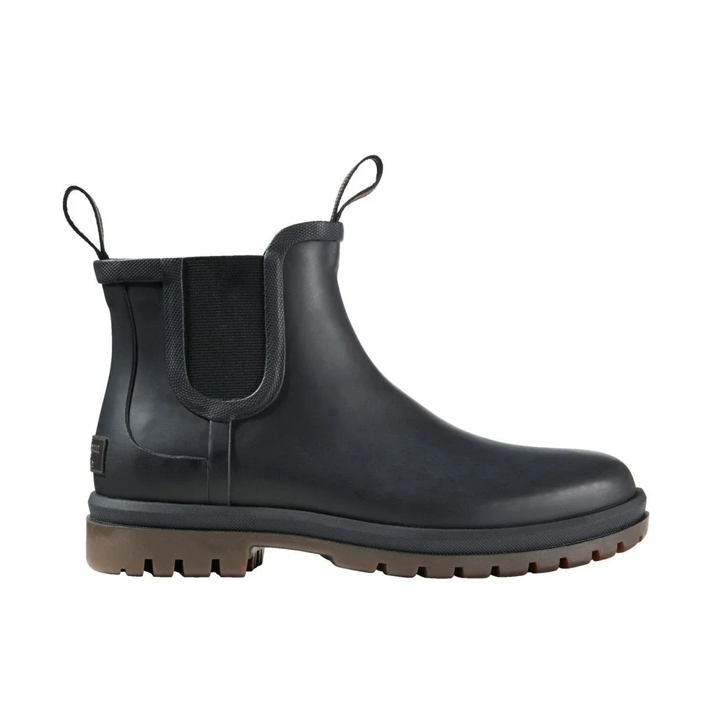 L.L.Bean Rugged Wellie Chelsea Waterproof Rain Boots Size 8 Black Rubber Slip On